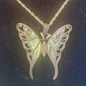 Women's Necklace Sterling silver  Butterfly pendant and chain